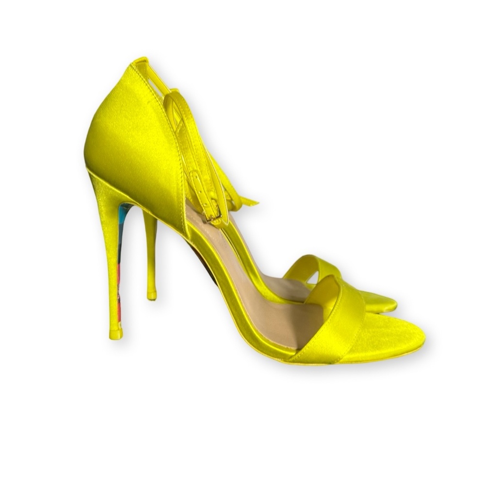 Aldo Neon Yellow Satin Strappy Heels - Size 9